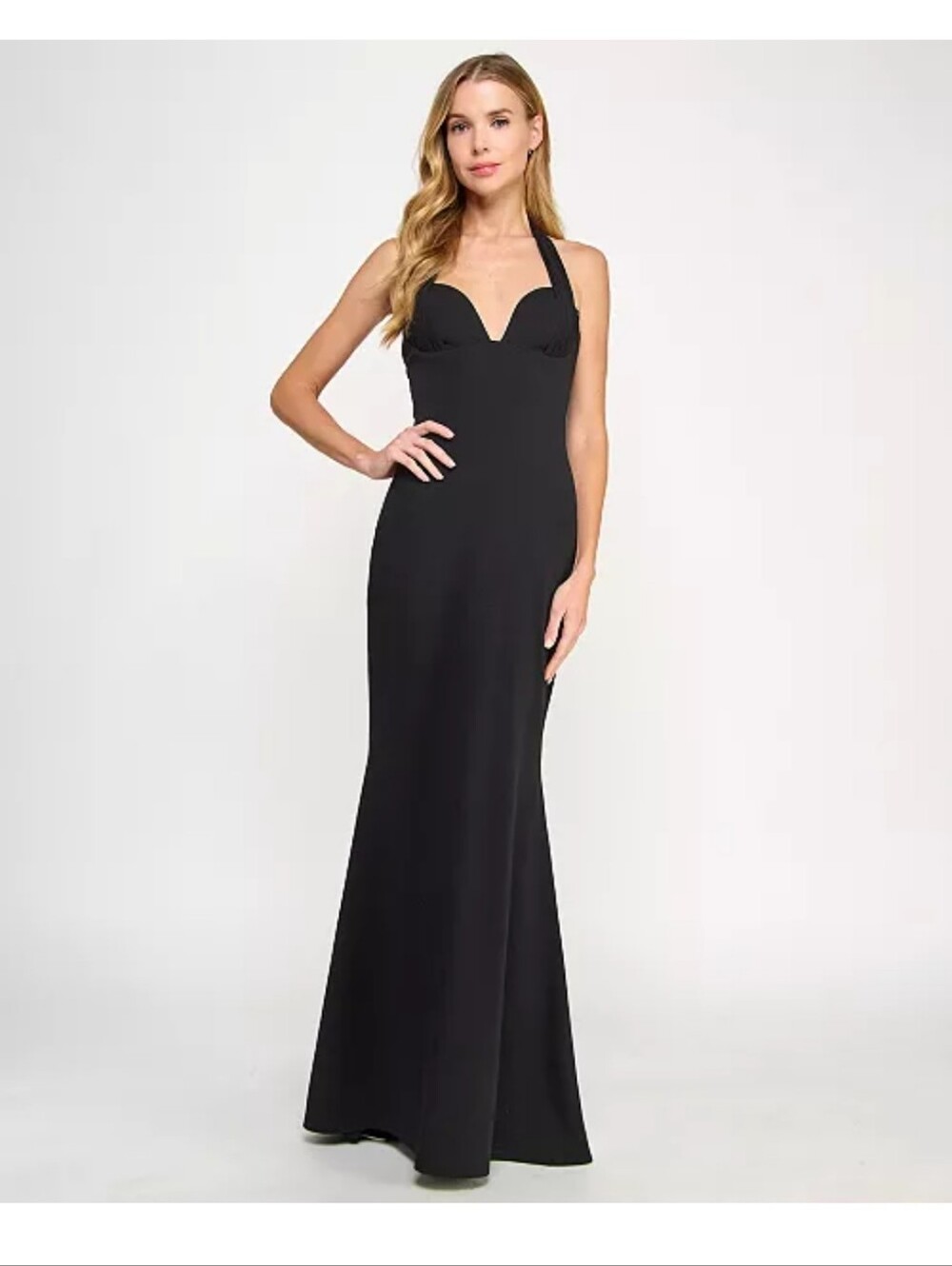 Seni & Cade XS Black Halter Bustier Maxi Dress Corset Formal Evening Gown $129